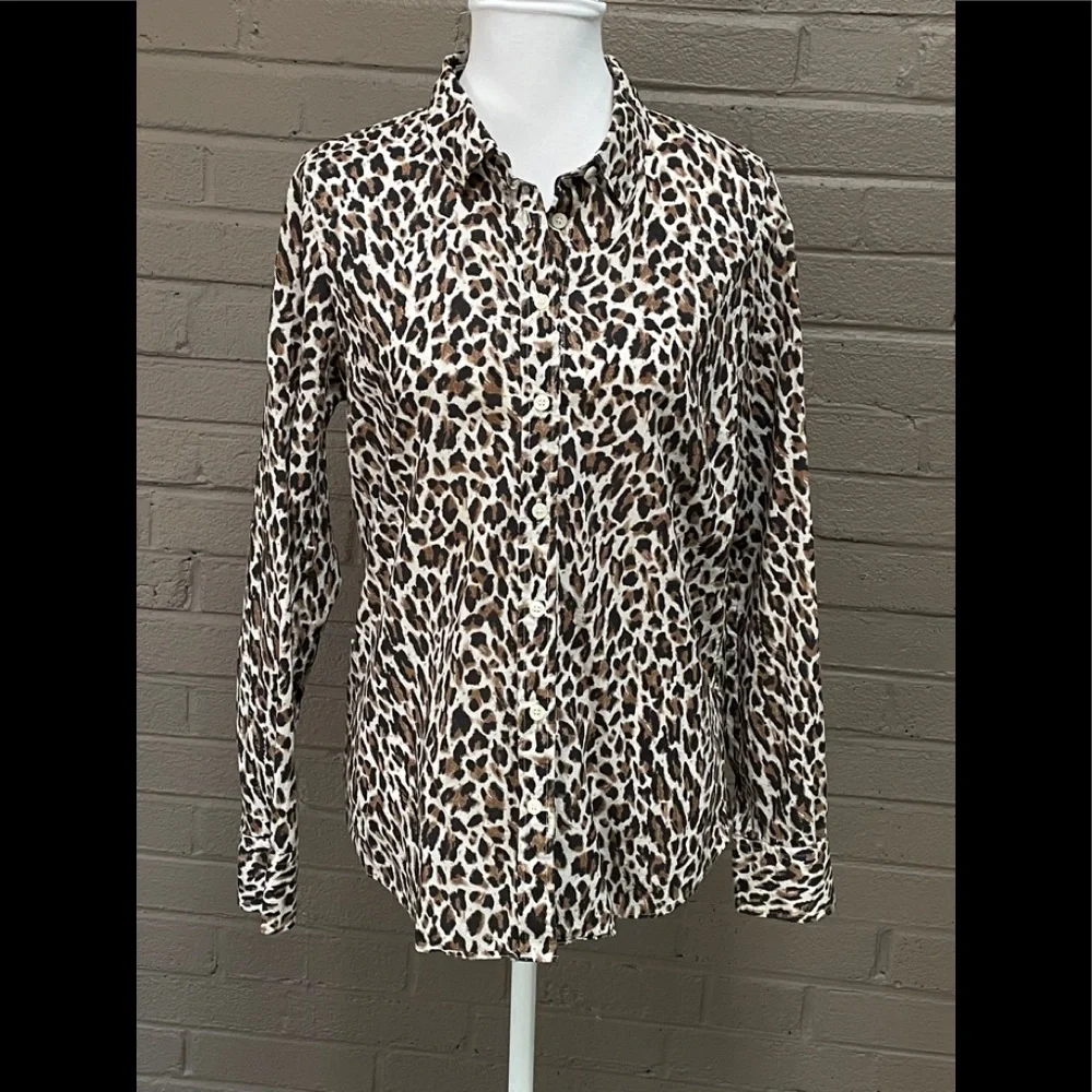 J.Crew Cotton Animal Print button down M